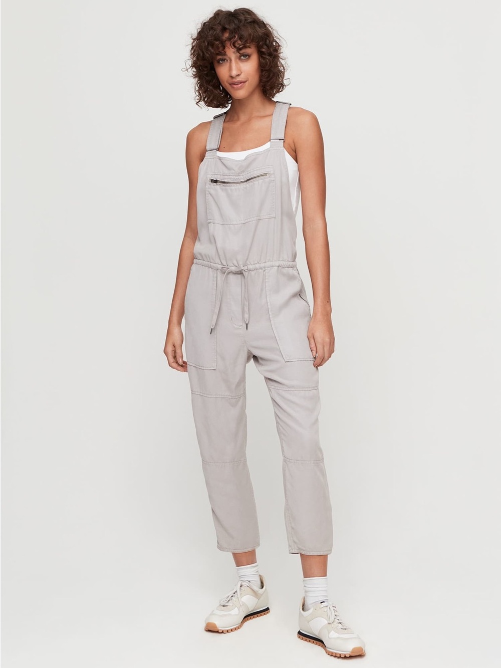 Wilfred Free Aritzia Size S Grey Lyocell Drawstring Utility Jumpsuit Overalls